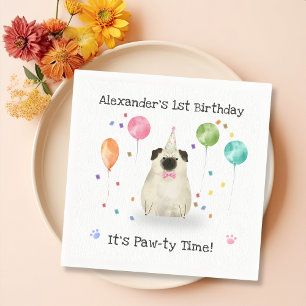 Serviette En Papier Carlin Lets Chien Anniversaire Fête