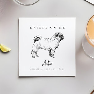 Serviette En Papier Carlin moderne Croquis de chien Boissons sur moi P