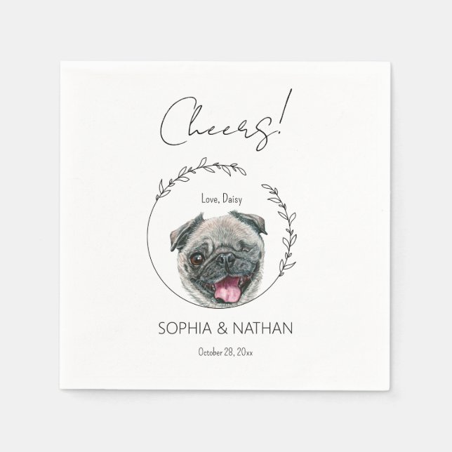 Serviette En Papier Carlin simple Chien Mariage Cocktail Napkins (Devant)