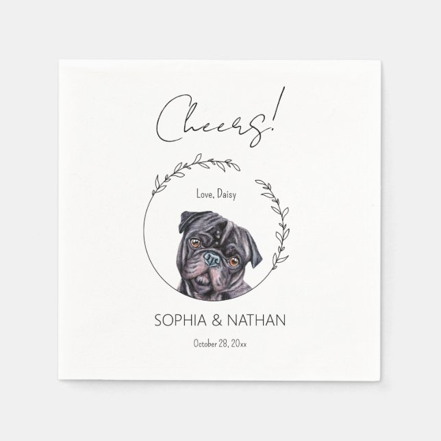 Serviette En Papier Carlin simple Chien Mariage Cocktail Napkins (Devant)