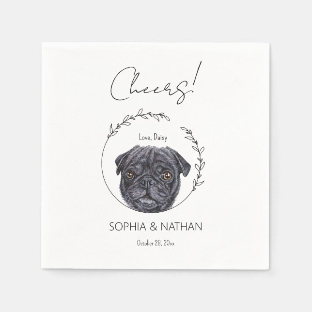 Serviette En Papier Carlin simple Chien Mariage Cocktail Napkins (Devant)