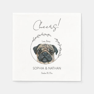 Serviette En Papier Carlin simple Chien Mariage Cocktail Napkins
