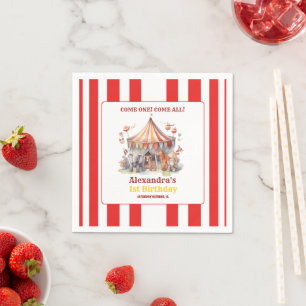 Serviette En Papier Carnaval Cirque Spectacle & Animaux Anniversaire