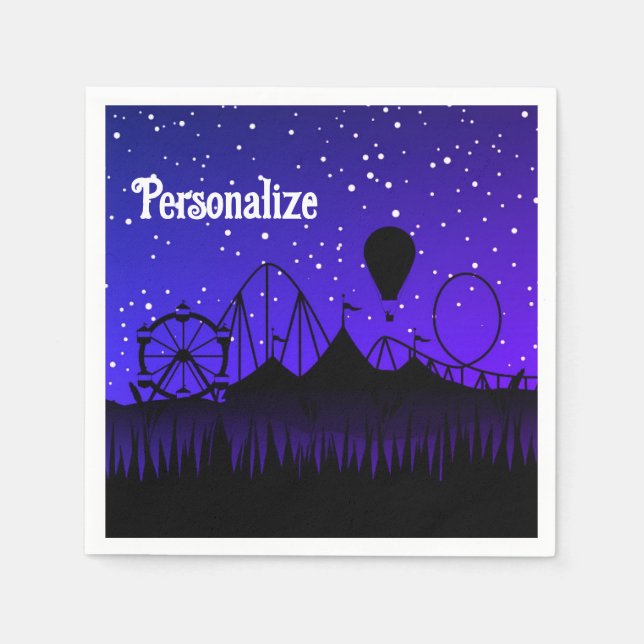 Serviette En Papier Carnaval nuit été équitation noir bleu (Devant)