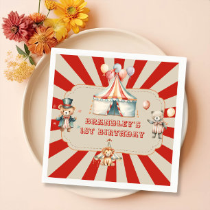 Serviette En Papier Carnaval vintage Cirque & Animaux Anniversaire Nap