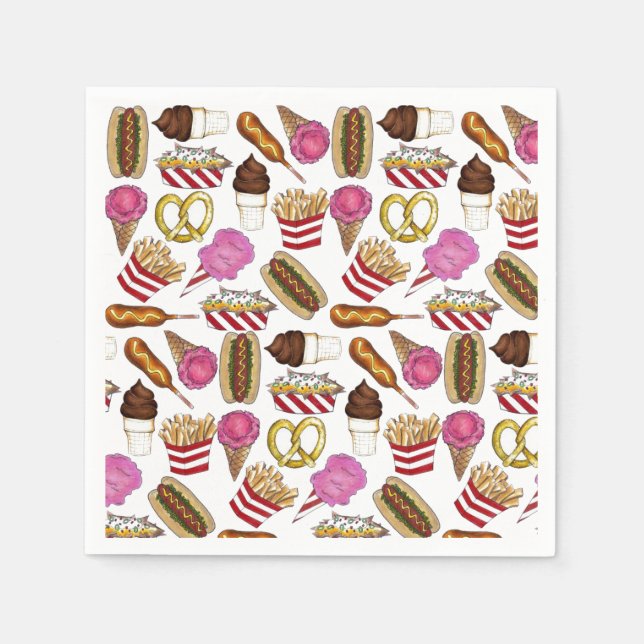 Serviette En Papier Carnival Circus State Fair Foods Anniversaire Fête (Devant)