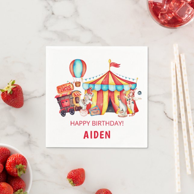 Serviette En Papier Carnival Cirque Big Top Anniversaire (En situation)