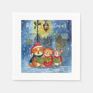 Serviette En Papier Caroling Companions Under the Snow