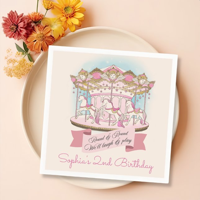 Serviette En Papier Carousel Horse Cirque Carnaval Fête d'anniversaire (Créateur téléchargé)