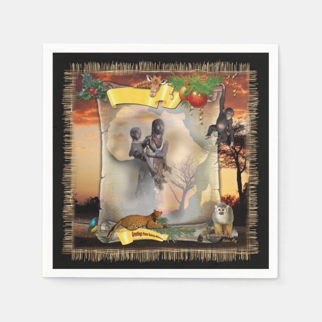 Serviette En Papier Carré de design africain personnalisé (Devant)