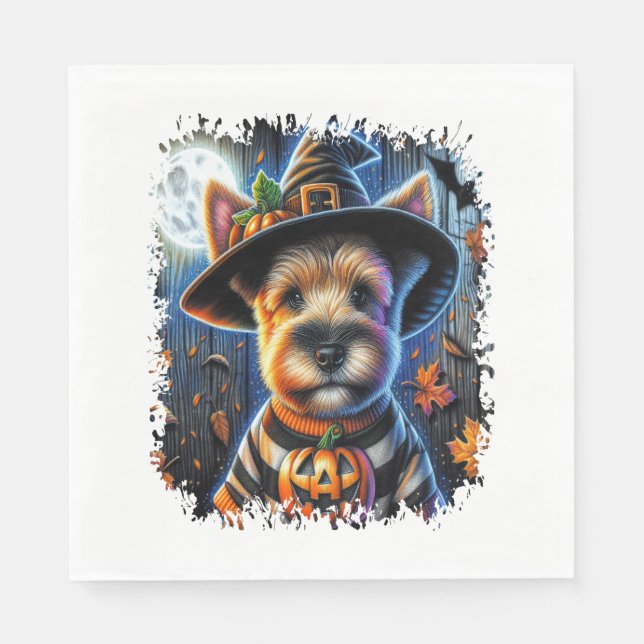 Serviette En Papier Carré d'Halloween de Chien Terrier (Devant)