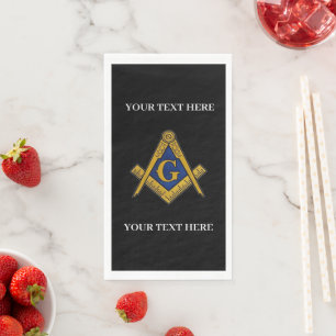 Serviette En Papier Carré maçonnique Freemason et Bleu de boussole