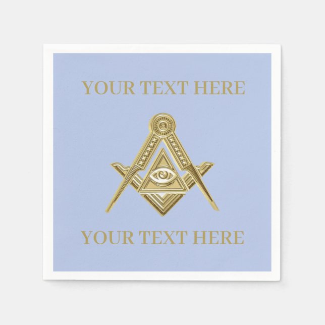 Serviette En Papier Carré maçonnique Freemason et Bleu de boussole (Devant)