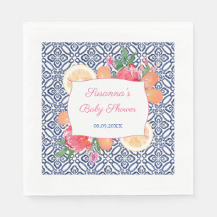 Serviette En Papier Carreaux bleu méditerranéen Citrus Baby shower Par