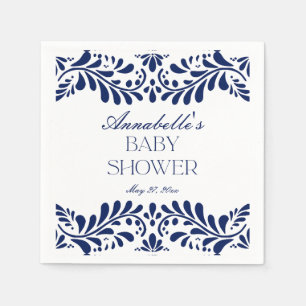 Serviette En Papier Carreaux bleu Talavera Espagne Baby shower Fiesta