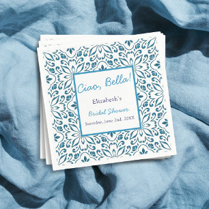 Serviette En Papier Carreaux Bleus Italiens Ciao Bella Baby Shower pou