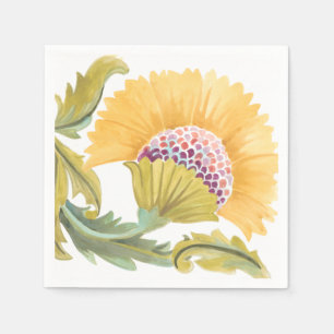 Serviette En Papier Carreaux floraux de l'abbaye - Jaune