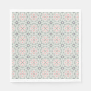 Serviette En Papier Carreaux Floraux Pastel Verts