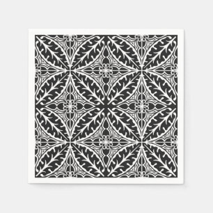 Serviette En Papier Carreaux marocains - noir et blanc