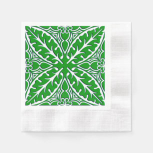 Serviette En Papier Carreaux marocains - vert émeraude et blanc