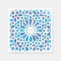 Carrelage bleu marocain Initiales Logo Mariage