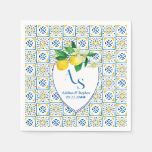 Serviette En Papier Carrelage bleu méditerranéen Italie Crest Citron M