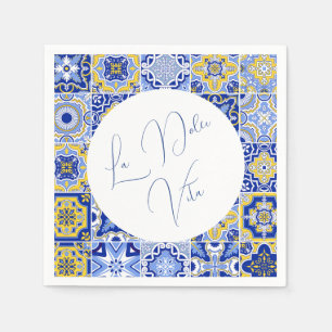Serviette En Papier Carrelage bleu méditerranéen & serviettes Mariages