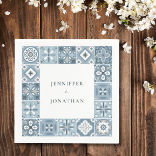 Serviette En Papier Carrelage espagnol bleu et gris