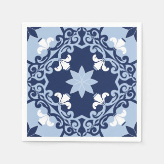 Serviette En Papier Carrelage géométrique marocain décoratif bleu