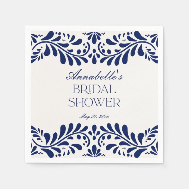 Serviette En Papier Carrelage Talavera Bleu Fête de Mariage Fiesta Esp (Devant)
