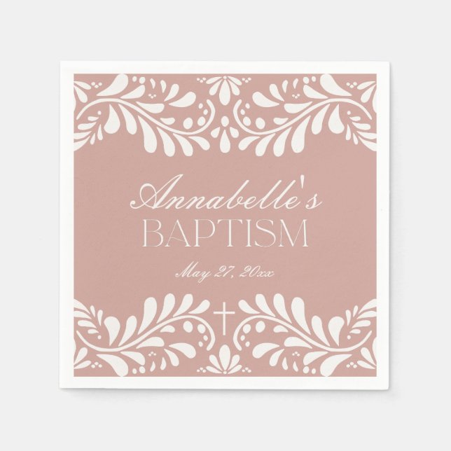 Serviette En Papier Carrelage Talavera rose Espagne Fiesta Baptême (Devant)
