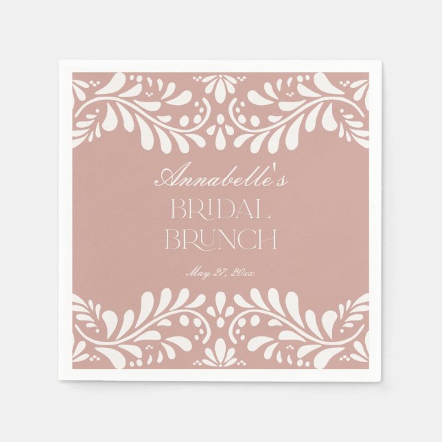 Serviette En Papier Carrelage Talavera rose Espagne Fiesta Bridal Brun (Devant)