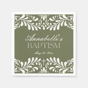 Serviette En Papier Carrelage Talavera Vert Espagne Fiesta Baptême