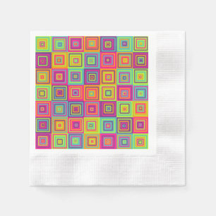 Serviette En Papier Carrés géométriques colorés