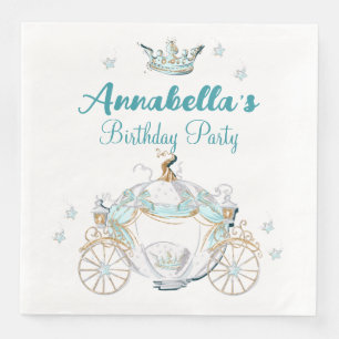 Serviette En Papier Carrosse de princesse Cendrillon sarcelle et or