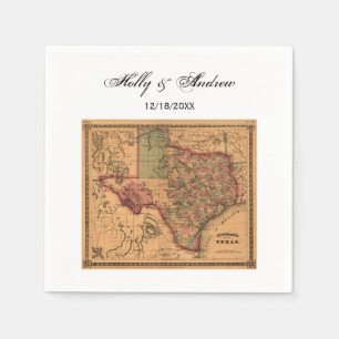 Serviette En Papier * Carte antique du Texas #1