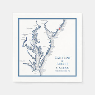 Serviette En Papier Carte Atlantic City New Jersey Mariage élégant