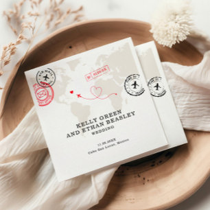 Serviette En Papier Carte Beige Destination Mariage