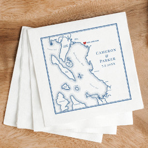 Serviette En Papier Carte Bellingham Washington Mariage élégant