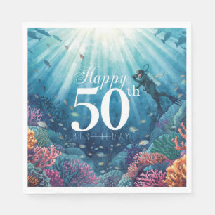 Serviette En Papier Carte d'anniversaire sous-marine pour 50 ans de pl