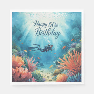Serviette En Papier Carte d'anniversaire sous-marine pour les 50 ans d