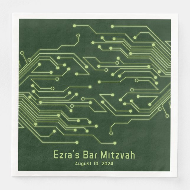 Serviette En Papier Carte de circuit d'ordinateur vert Barre Mitzvah (Devant)