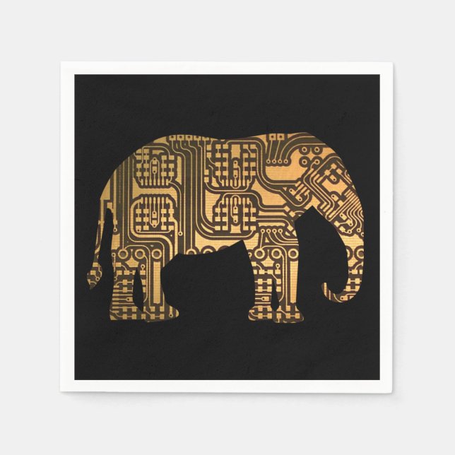 Serviette En Papier Carte de circuit éléphant en cuivre (Devant)
