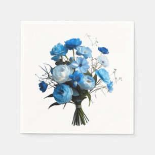 Serviette En Papier Carte de fleurs bleues et blanches