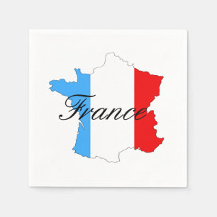 Serviette En Papier Carte de la France avec Drapeau français à l'intér