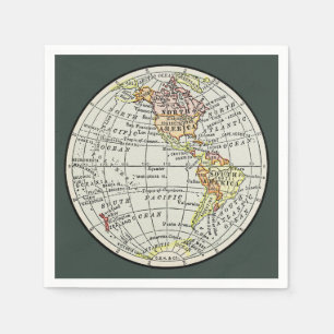 Serviette En Papier Carte de l'hémisphère occidental Globe Travel