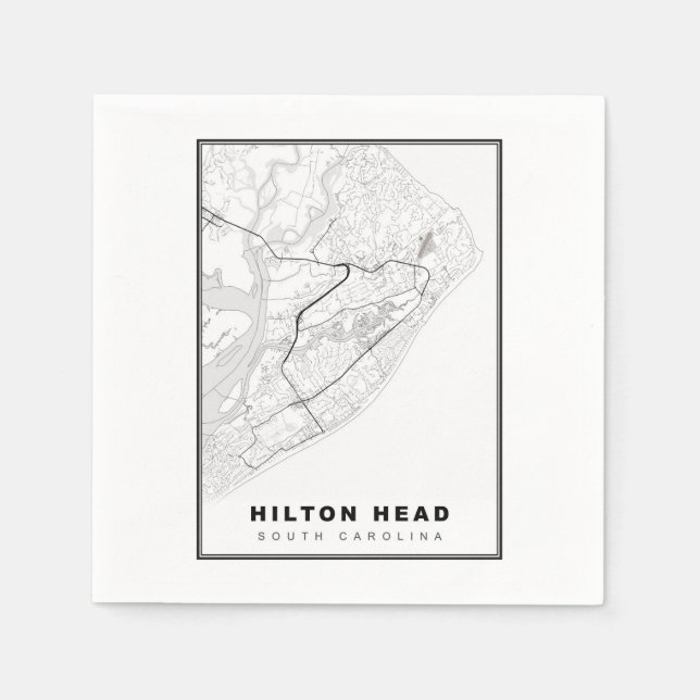 Serviette En Papier Carte de l'île de Hilton (Devant)