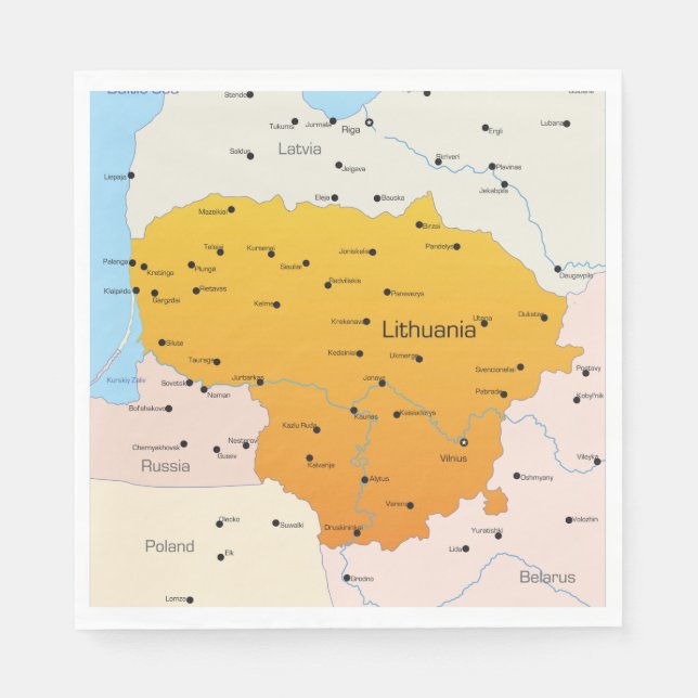 Serviette En Papier Carte De Lituanie (Devant)