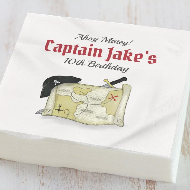 Serviette En Papier Carte de pirate de fête d'anniversaire Whimsical P (Créateur téléchargé)