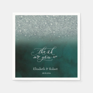Serviette En Papier Carte de remerciement verte avec effet bokeh et pa